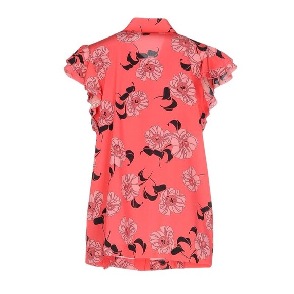 P.A.R.O.S.H. Womens Feminine Floral Pink Button Up Short Sleeve Silk Blouse Sz L - Picture 2 of 15